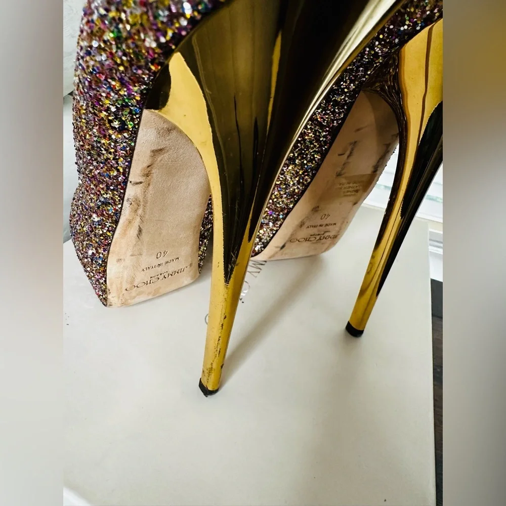 Jimmy Choo Glitter Heels. Size 40 - Picture 3 of 6